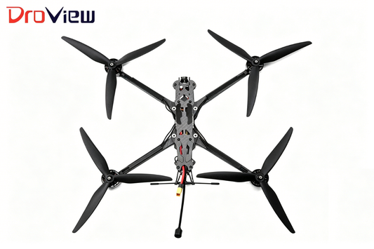 Black 10-inch FPV quadcopter drone with four propellers and central frame.
