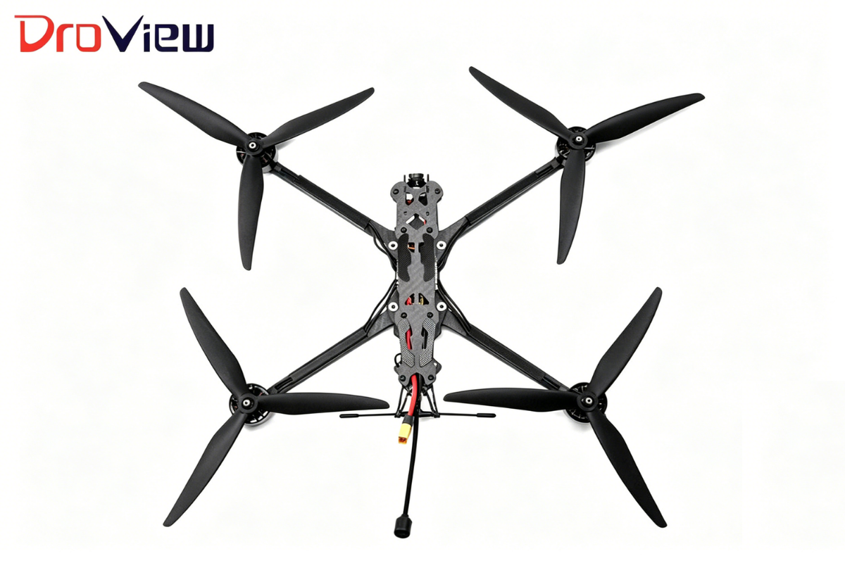 Black 10-inch FPV quadcopter drone with four propellers and central frame.